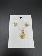 Set of Stainless-Steel Gold Heart Pendant with Earrings for Womens