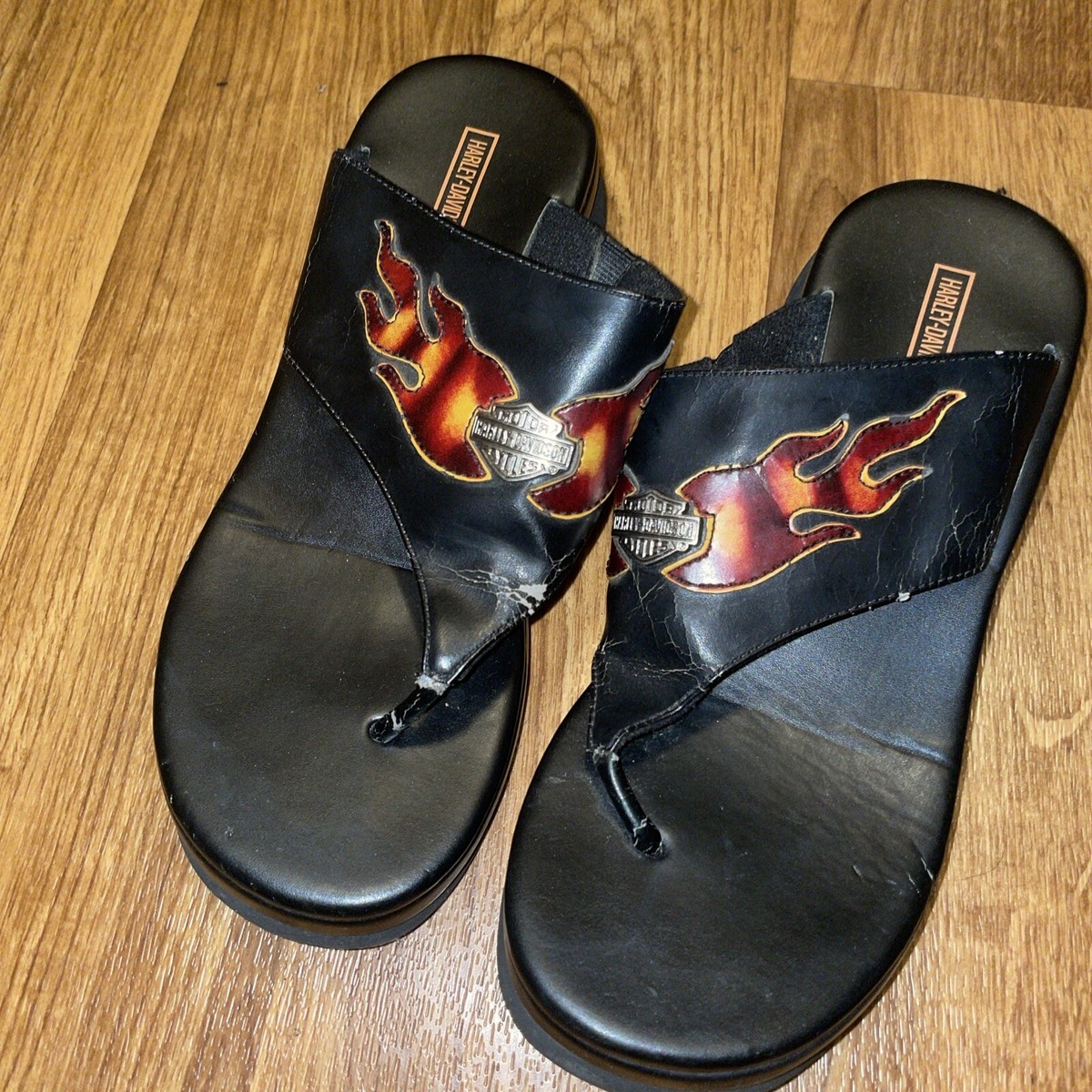 Vintage Harley Davidson flip-flops women's size 8.5 black | eBay
