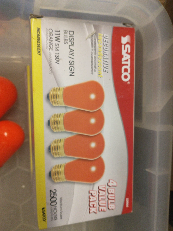 Satco 11W S14 Incadescent Orange 130V Lamp 4 Pack - Image 2 of 2