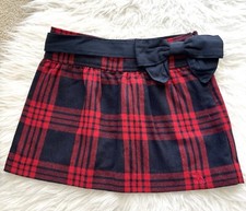 Vintage Abercrombie Fitch Plaid Bow Belted Wool Mini Skirt Women Size 0 Y2K