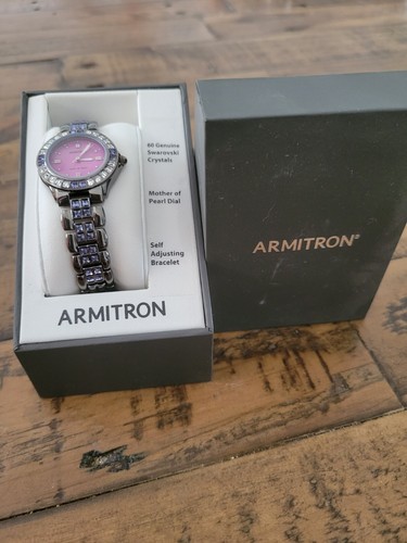 Armitron Womens Watch Purple Face Swarovski Crystals