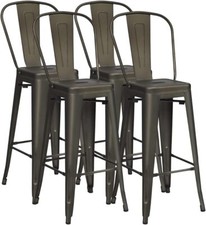4er Set Barhocker Barstühle Tresenhocker Bistrohocker mit Fußstütze Lehne 116cm