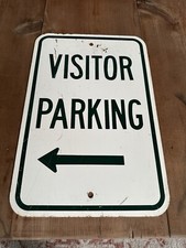 Visitor Parking Dark Green/White Metal Sign 12 x18 Man Cave Barn Shop Arrow