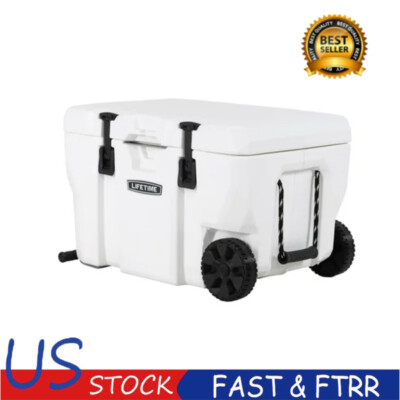 55 Quart High Performance Cooler with Wheels Outdoor Camping