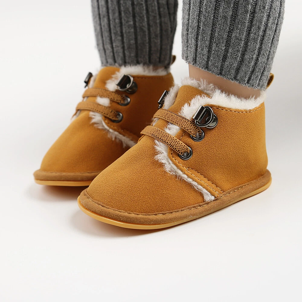 Hard Sole Bottom Toddler Fur Girl Boy Winter Ankle Infant Walking