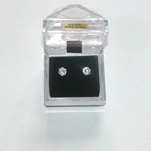 Earring Cubic Zirconia 1 Caret 1/4 inch Post