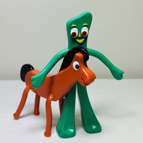 2 pièces de figurines pliables pliables jouets vert orange jouet Prema Gumby 6" Pokey 4,5" - Photo 1 sur 7