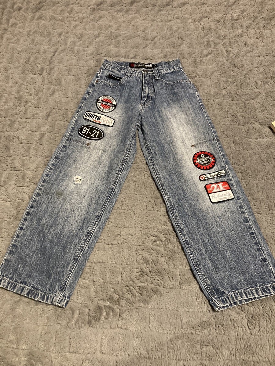 SOUTHPOLE wide leg denim jeans Boys sz 8 vtg 90s y2k baggy hip hop