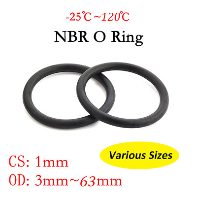 1mm Querschnitt O Ring Dichtungsring Nitril Gummi Dichtung Dichtring 3mm - 63mm