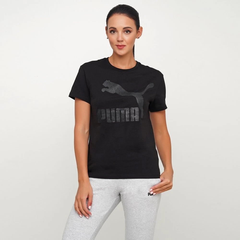 Puma Classics Logo SS Lifestyle T Shirt Women s Black Sportswear