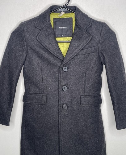 Antony Morato Wool Blend Trench Coat Boys Size 5 Formal Gray Button Up - Picture 3 of 5