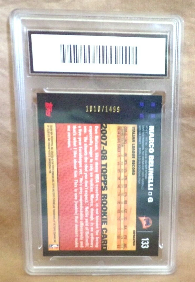 MARCO BELINELLI 2007-08 TOPPS CHROME ROOKIE REFRACTOR#1010/1499 GMA10!WARRIORS G - Image 3 of 3