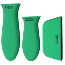 HOMKOM - Silicone Hot Handle Holder for Cast Iron 3-Pack (Green)