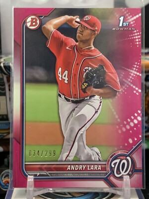 2022 Bowman 1st Andry Lara Fuchsia Pink Parallel /299 Nationals Prospect 5M