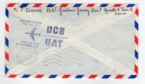 1er Liaison Paris-Abidjan septembre 1960 par D C 8 - U A T /RUB1v - Picture 2 of 2