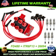 1X Ignition Coil & 6 Spark Plug & 6 Wire For 1990-2011 Ford Ranger V6 4.0L FD480