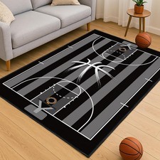 Basketball Rug 3x5 Ft Non-Slip Court Design Bedroom Game Room Decor Carpet