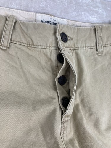 Pantalones Cortos Chinos Abercrombie & Fitch Frente Plano Botón Mosca Para Hombres 33 Nuevos - Imagen 4 de 9
