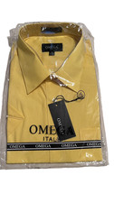 Omega Italy Men's Premium Slim Fit Button Up Long Sleeve Yellow New Dress Shirt