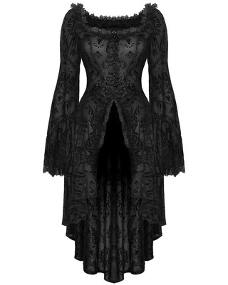 Dark In Love Eleganter Gothic Vampir Beflockt Samt Damast Frack Jacke