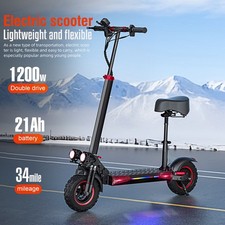 1200W 11" Off Road Electric Scooter Adults City Commuter Folding E-Scooter 37MPH