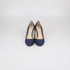 Jimmy Choo Blue Denim Billie Block Heel Pumps
