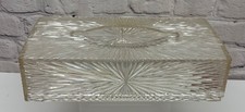 Vtg Tissue Box Holder Clear Acrylic Lucite Plastic Sunburst Pattern Wall Mount