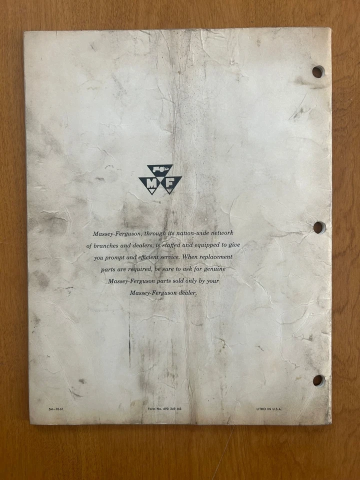 Vintage 1961 - Massey Ferguson No. 36 Side Delivery Rake - Owners Manual - Image 2 of 4