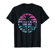 Palm Tree Retro Sunset Summer Beach Vintage Tropical Graphic Small, Black