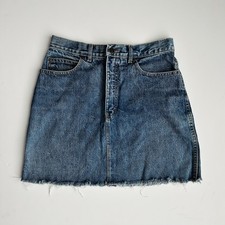 Vintage Calvin Klein Denim Skirt Women  s Size 28 Medium Wash Blue Raw Hem Cotton