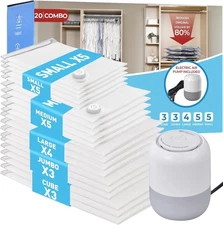 20 Pack Vacuum Storage Bags with Electric Air Pump, Vacuum Sealed Storage Bag...