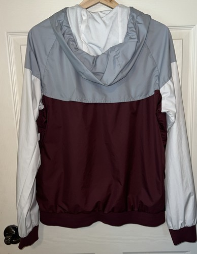 Rare Nike Windrunner Jacket Windbreaker Nylon Maroon White Glanz M - Picture 9 of 12