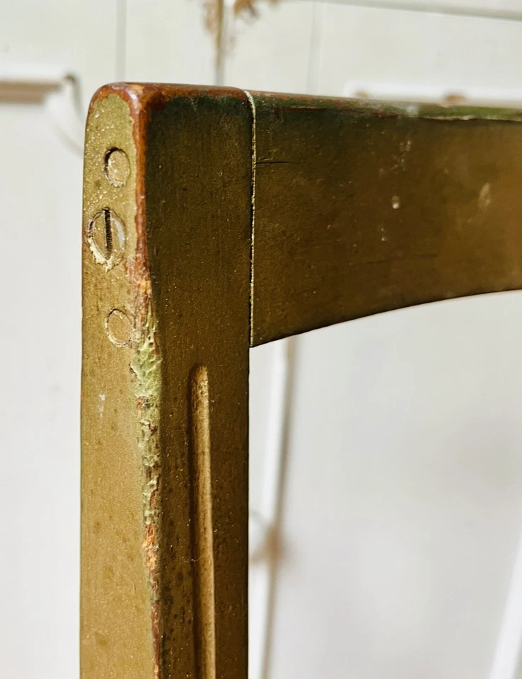 Circa 1930-40s Vintage American Art Deco Oak Wood Bullseye Seat Side Chair RARE! - Image 3 of 4