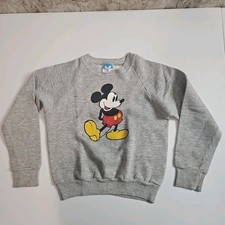 Vintage 80s Kids Heather Gray Disney Mickey Mouse Crewneck Sweatshirt Sz L 8-10