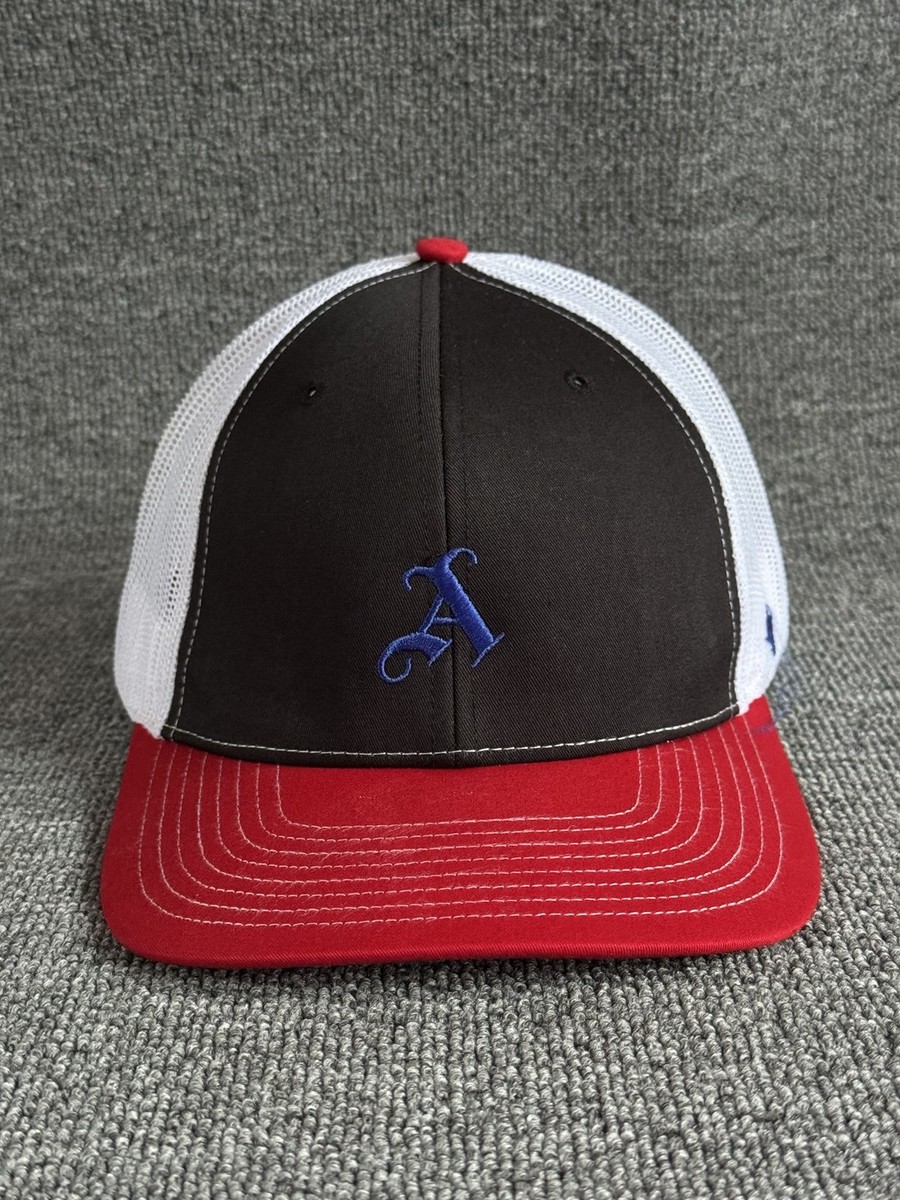 '47 Brand Old English A Trucker Snapback Black Red White Hat Adjustable