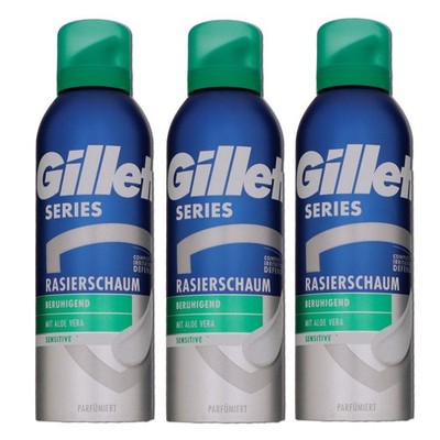 Gillette Series Sensitive 3 x 200 ml Rasierschaum mit Aloe Vera Set
