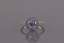 Sterling Silver Cubic Zirconia Solitaire Halo Accented Band Ring 925 Sz: 7