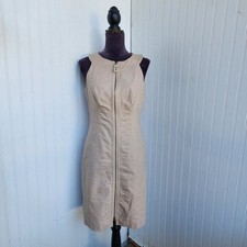 Muse Textured Beige Halter Sheath Zipper Detail Chic Cocktail Dress women's 10