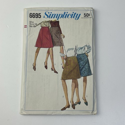 Rock Taille Gr. 30 Hüfte 40 Vintage 60er ungeschnitten Muster 6695 A-Linie seitlicher Reißverschluss