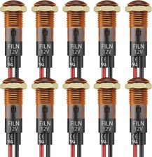 10PCS 12V LED Indicator Lights 8mm IP67 Waterproof Panel Mount Low Power Yellow