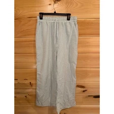 Women's Green and White Gingham High Waisted Wide Leg Pants 