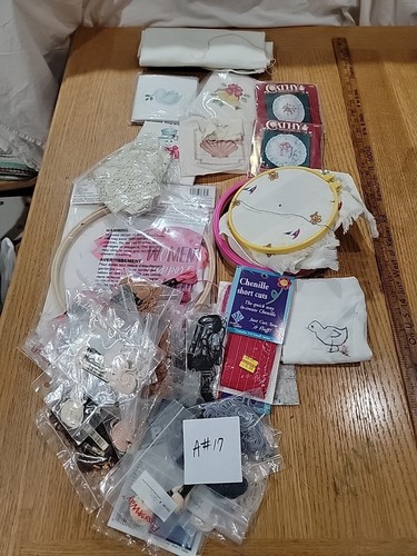 Craft Room Clean Out Embroidery Kits A#18 Kits, hoops, thread, random odds ends