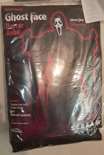 BATA DE TERROR CLÁSICA PARA ADULTOS TALLA ÚNICA CARA DE FANTASMA BATA CON CAPUCHA CINTURÓN CARA DE FANTASMA MAS E5 - Imagen 4 de 5