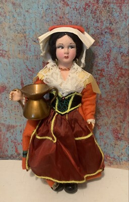 Vintage Abruzzo Ethno Doll International Italian Roma Puppe Italien Kunststoff 9'' Spielzeug