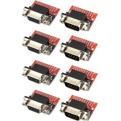 4pairs DB9 Adapter Connector RS232 Serial to D-SUB 9 Pins Male and Female Bre...