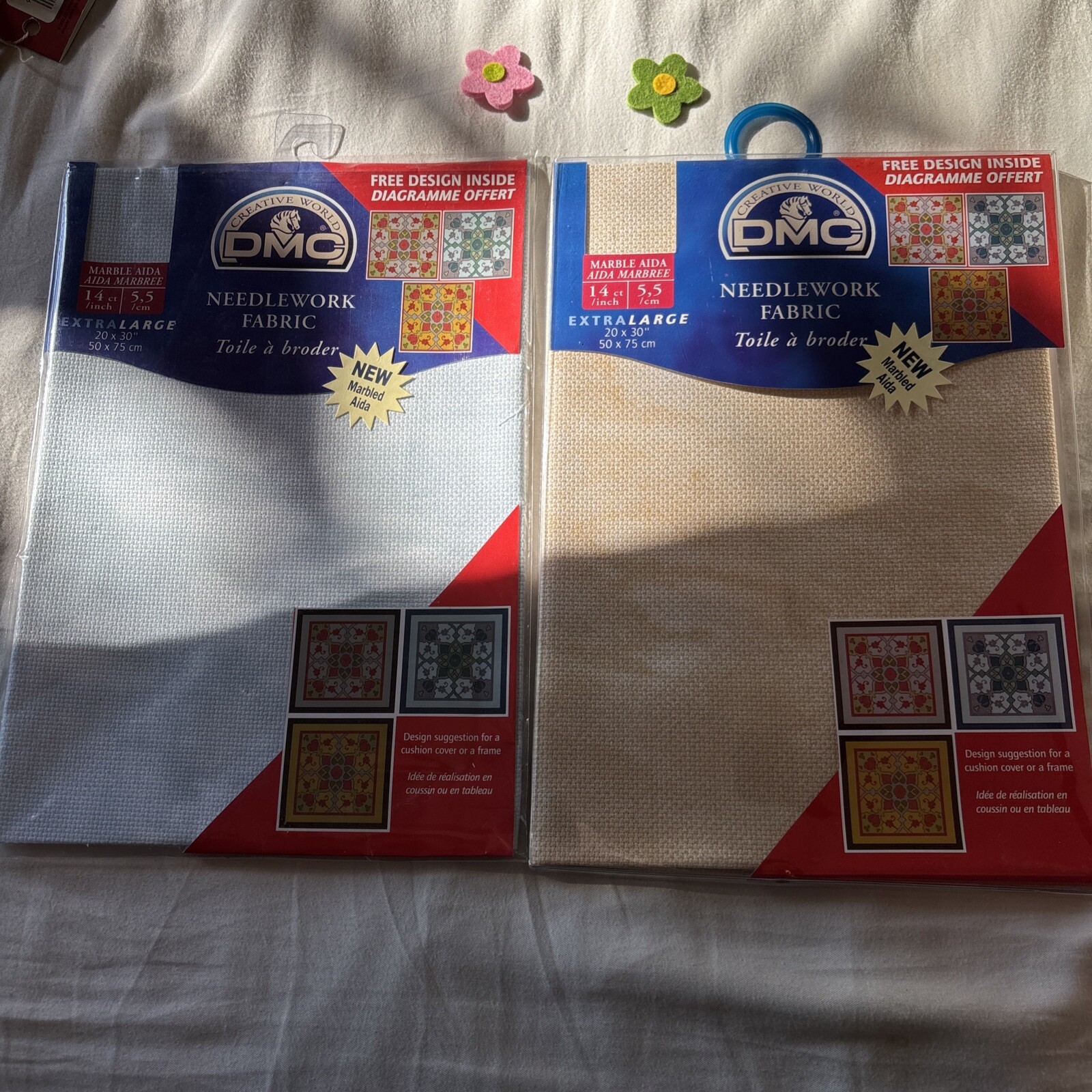 DM 14X18 Needlework Fabric Marble Grey And Beige Extra Large