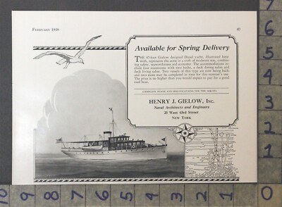 1928 BOAT WATERCRAFT YACHT HENRY GIELOW ARCHITECT NAVAL ENGINEER PORT AD A-2513