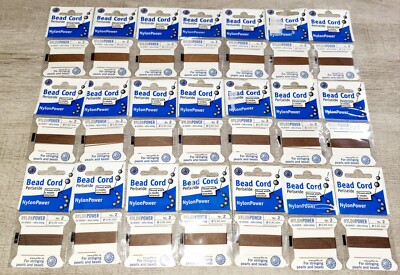 Griffin Bead Cord Nylon No. 2 0.45mm Jewelry Making String 2m - Lot of 21 Brown