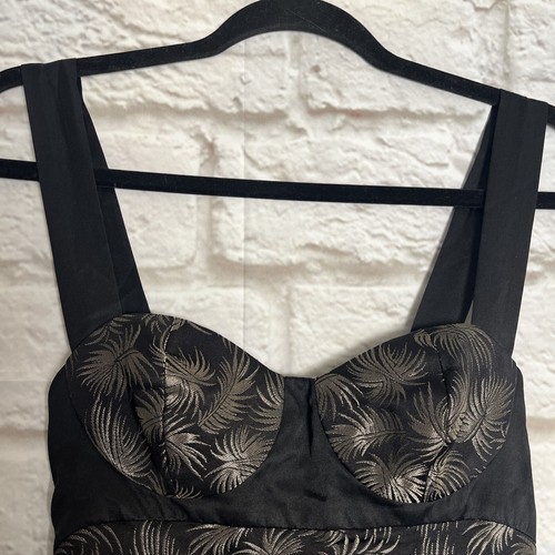 Sass & Bide Black w- Gold Embellished Ferns Mini Dress. Size S. #i - Picture 2 of 13