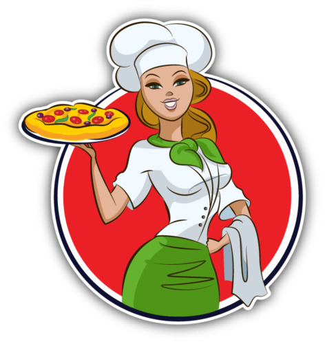10cm Naklejka samochodowa Kelnerka Serwowana Pizza Tabletka Kolor Wys. 1983 - Zdjęcie 1 z 8